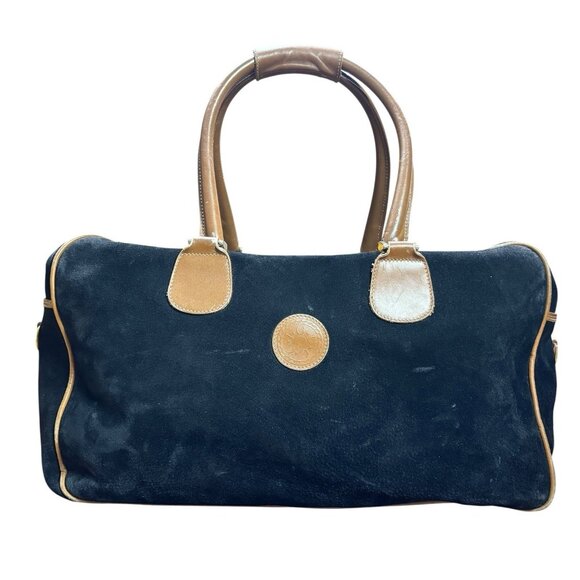 GUCCI Duffle Bag Weekender Black Suede Large Vintage - Picture 1 of 16